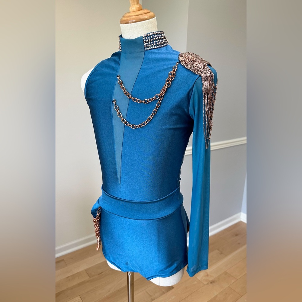 Teal/bronze dance costume